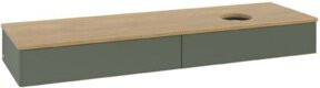 V&B Waschtischunterschrank Antao ohne Frontstruktur in Eiche Honig mit Lackierung in Grau Grün B/T: 160 x 50 cm - Bild 1