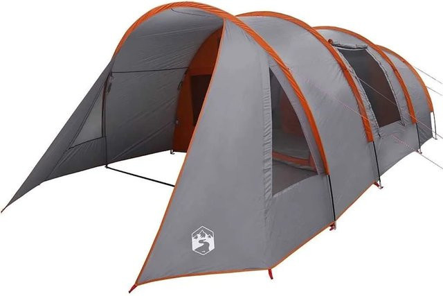 vidaXL Tunnelzelt mit Dach in Grau und Orange, B/T/H: 778 x 356 x 210 cm - Bild 1