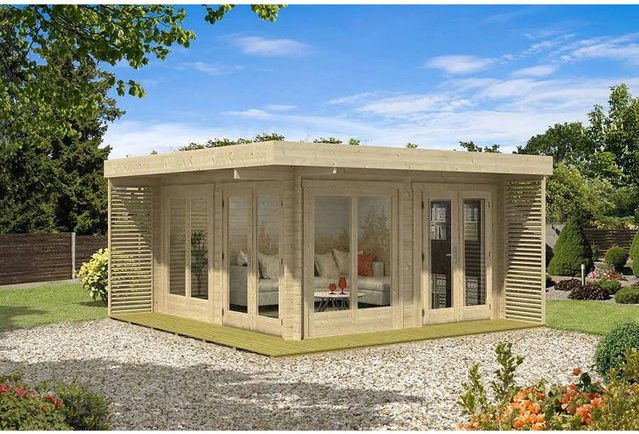 Alpholz Gartenhaus Viva A Blockhaus mit Flachdach, Unbehandelt, B/T: 678 x 480 cm - Bild 1