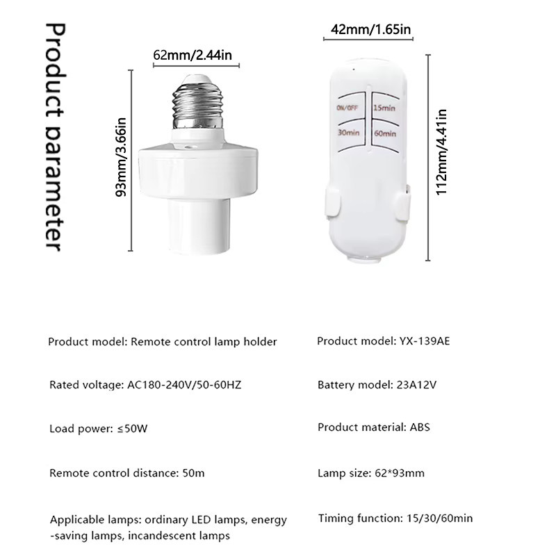 Szaoju E27 Smart Timer Schalter mit drahtloser Fernbedienung in Weiß - Bild 4