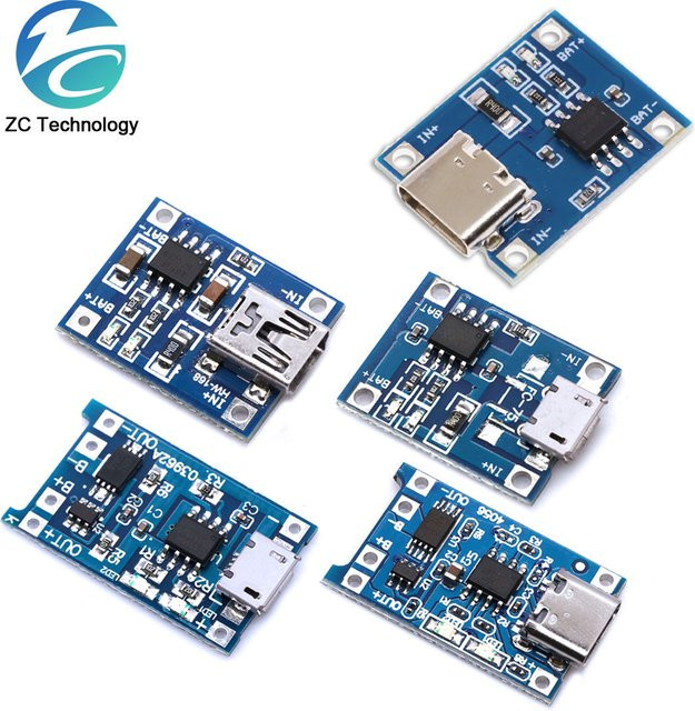 Smart Elektronik Lithium-Batterie Lade Modul mit Schutzfunktion für 18650 Akkus via USB-C und Micro USB, 5V 1A, Blau - Bild 1