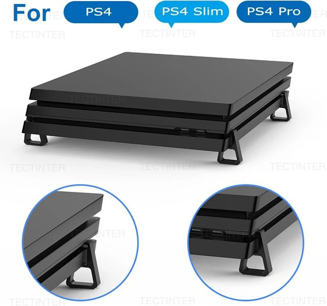 TECTINTER 4er-Set Kühlungshalterung für PS4, Slim und Pro Konsolen in Schwarz, Anti-Slip Basis für horizontale Aufstellung - Bild 1