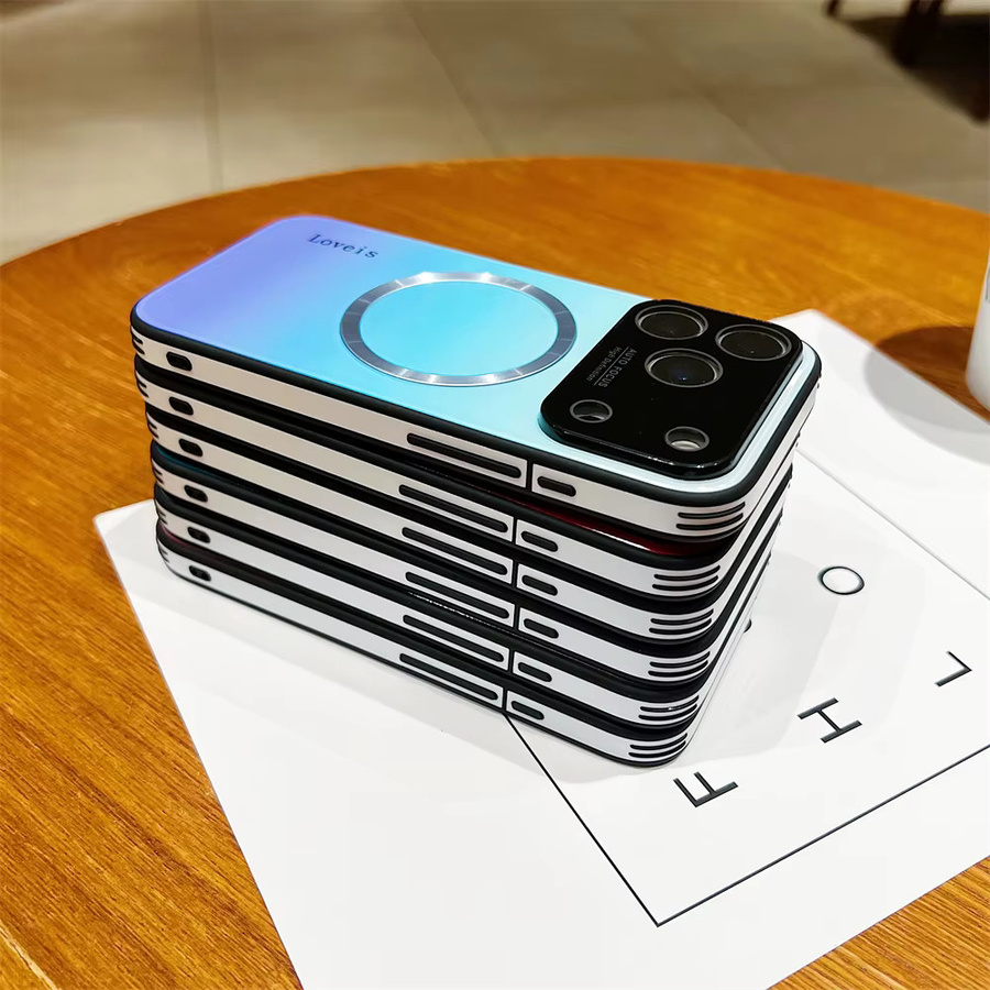 Xeber MagSafe Magnetische Glas Schutzhülle mit Farbverlauf für iPhone 12 bis iPhone 17 Pro Max Plus Air in Rot und Mehrfarbig - Bild 3