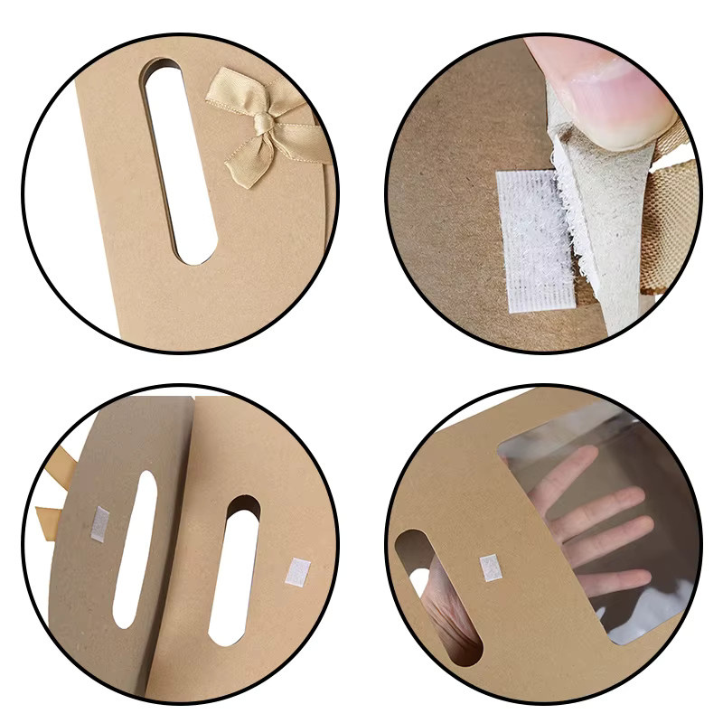 2er-Set Kraftpapiertüten mit klarem Fenster und Griff in Braun für Geschenke, Süßigkeiten, Kekse oder Kuchen - Bild 3