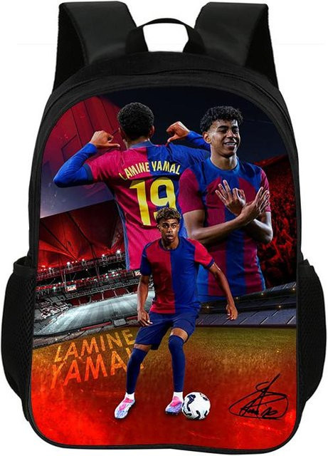 L-Lamin Yamal Schulrucksack von Fancy Style Studio, Mehrfarbiger Fußball-Sportrucksack für Kinder aus Nylon - Bild 1