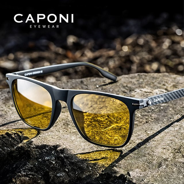 CAPONI BSYS24716 Sonnenbrille, Herren, Vollrand, Carbon Faser, Gelb, Photochrome - Bild 1