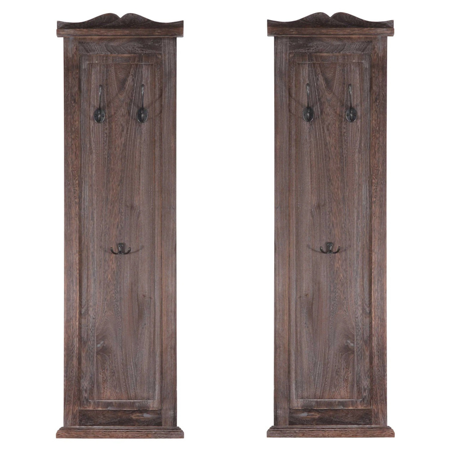 MCW 2er-Set Wandgarderobe H33 aus Paulowniaholz in Braun Shabby, B/H/T: 109 x 33 x 28 cm - Bild 3