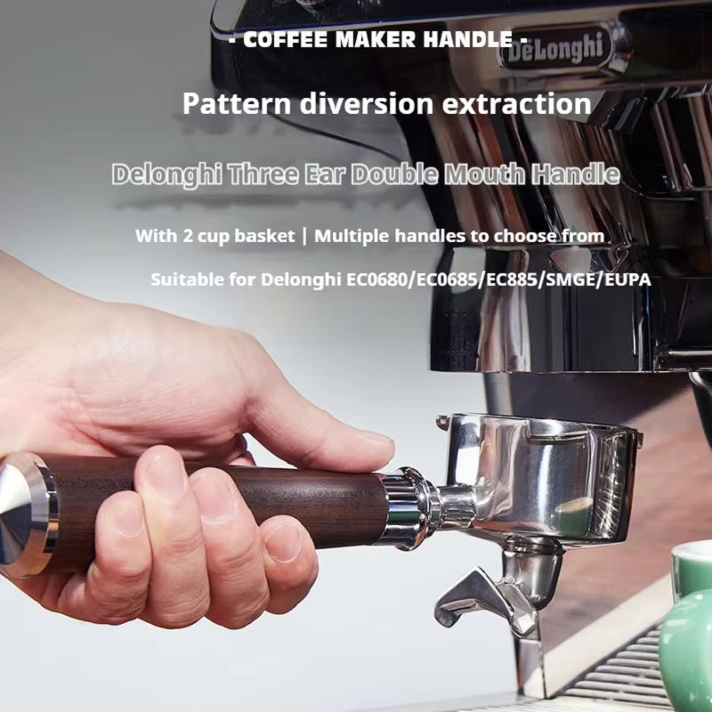 Delonghi Modifizierter 3-Ohr-Doppelmaul-Espresso-Siebträger mit 2-Tassenkorb, 51 mm, Silber - Bild 2