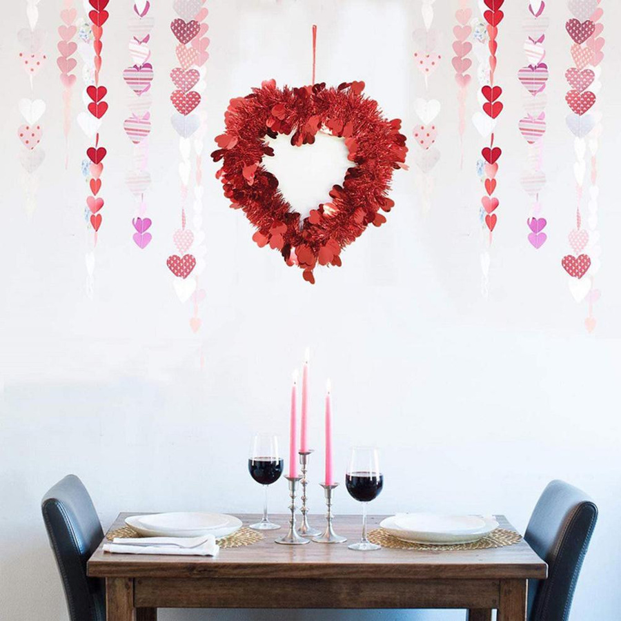 Herzförmiger Krappkranz von KONNWEI als künstliche Dekoration für Valentinstag und Hochzeit zum Aufhängen an Fenster, Wand oder Tür - Bild 2