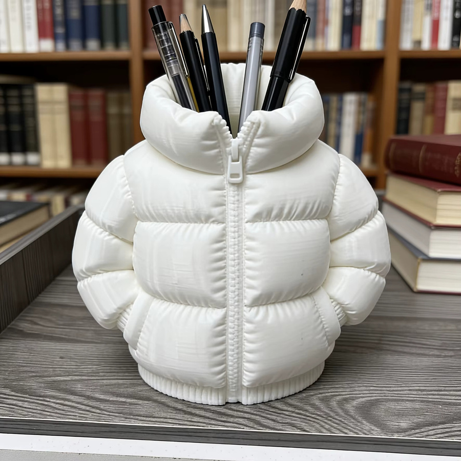 Kreativer 3D-gedruckter Stifthalter in Daunenjackenform für Schüler und Schreibtisch, Mehrfarbig - Bild 4