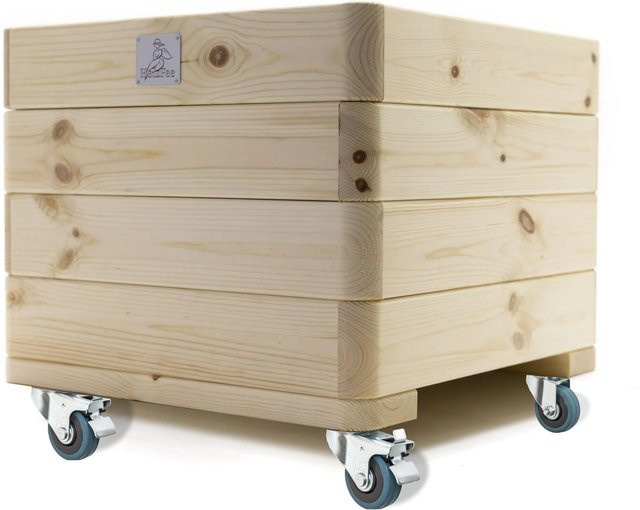 HolzFee Premium Pflanzkasten Dona aus Massivholz mit Rollen, Farbe: Braun, B/T/H: 50 x 50 x 46 cm - Bild 1