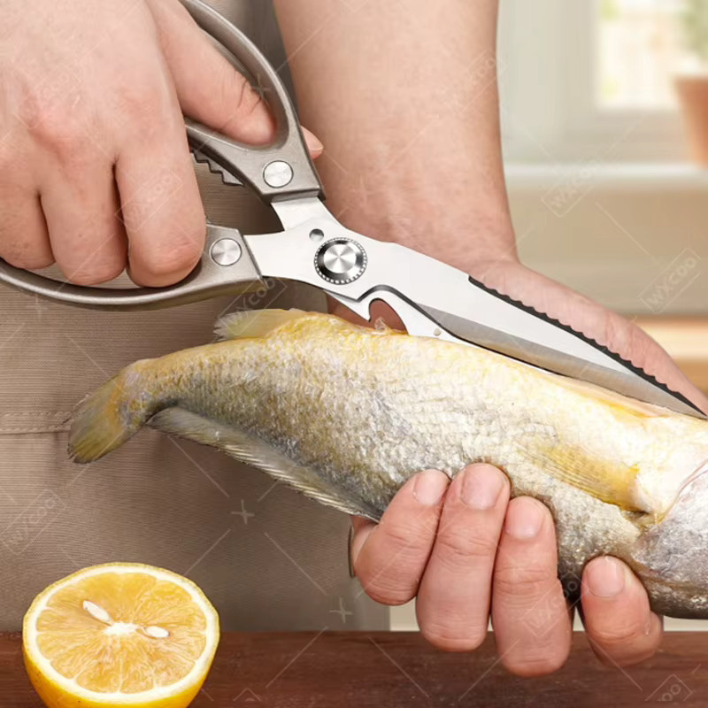 WXCOO Multifunktionale Küchenschere aus Edelstahl für Fleisch und Knochen in Silber - Bild 2