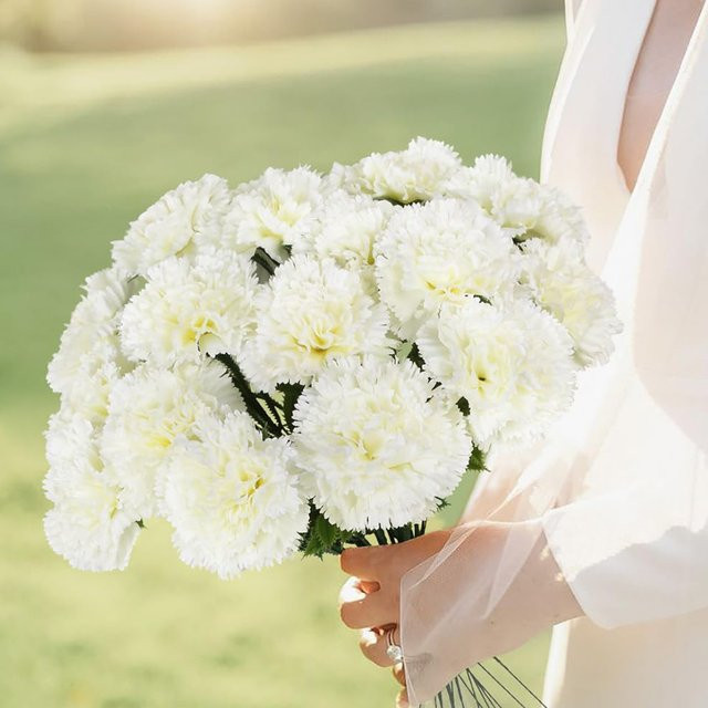 Künstliche Nelken aus Seide in Weiß für Hochzeiten, Tischdekoration und Gartenvasen, 10 Stück - Bild 1