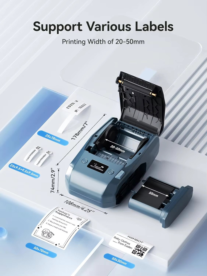 NIIMBOT M2 Tragbarer Bluetooth Thermotransfer-Etikettendrucker mit 300 DPI für Büro und Kleidungsetiketten - Bild 3