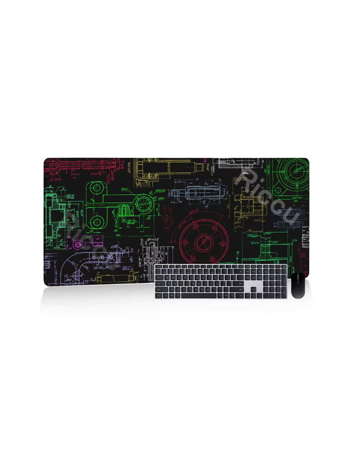 Riccu Mousepad Ingenieur Mechanische Zeichnung Schwarz XXL - Bild 2