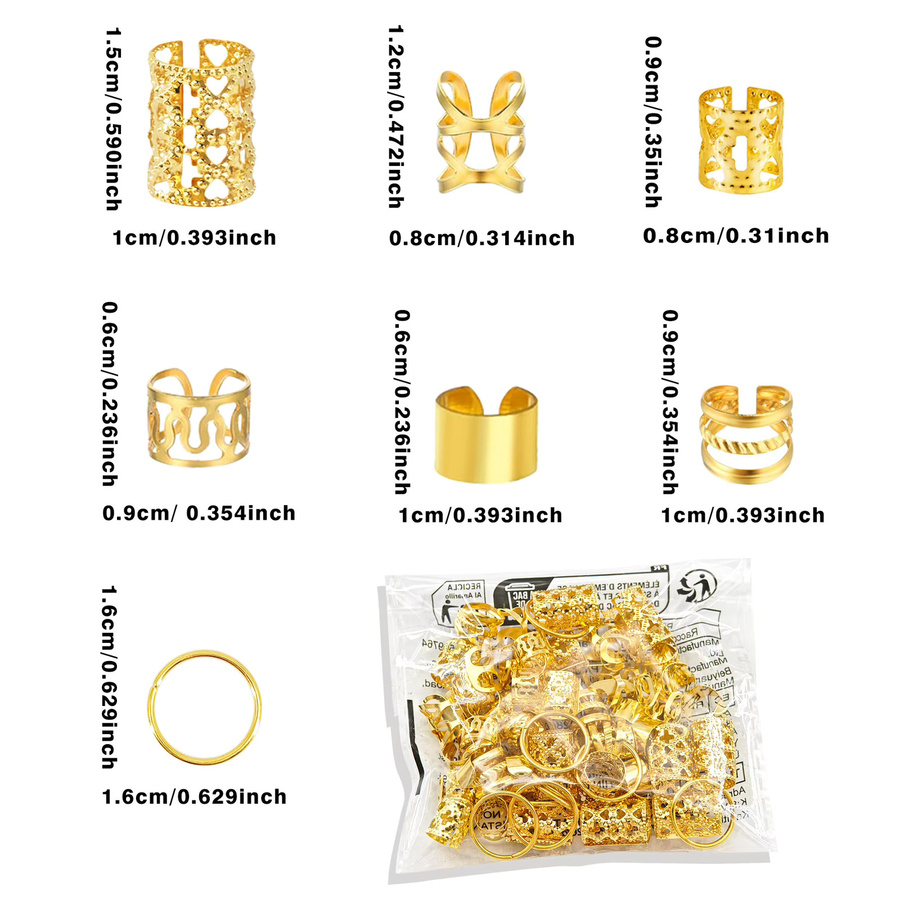 Haarringe und Manschette, goldene Legierung, Damen - Bild 4