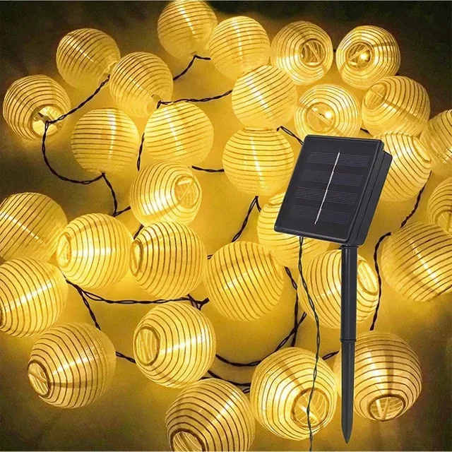 IEEYEEY Solarlaterne-Lichterkette mit LED im Boho-Design, wasserdichte LED-Girlande für die Gartendekoration im Außenbereich - Bild 1