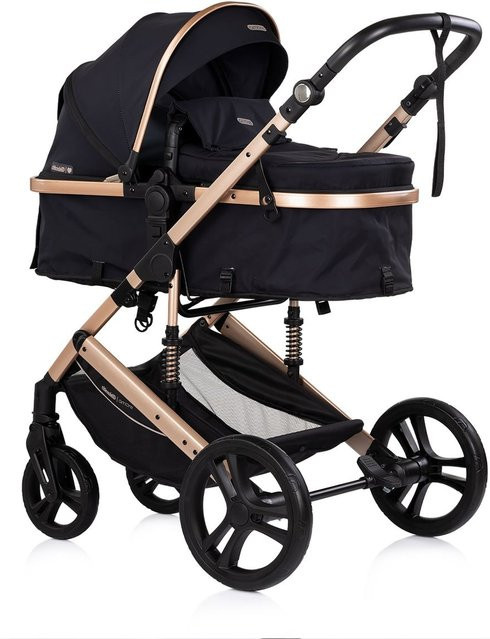 Chipolino Kinderwagen 2 in 1 Amore Kombikinderwagen mit Wickeltasche, Getränkehalter und Fußabdeckung in Schwarz - Bild 1