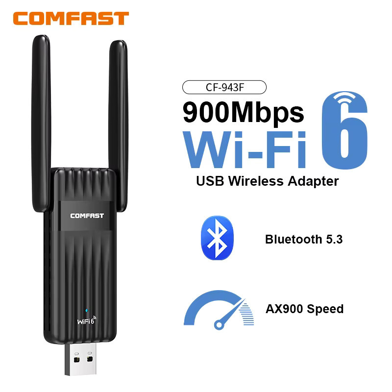COMFAST WiFi 6 und Bluetooth 5.3 USB-A Netzwerkkarte, Dualband 2.4/5G Wireless Adapter in Schwarz - Bild 2