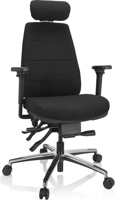 hjh OFFICE Profi Bürostuhl PHOENIX PRO I in Schwarz mit Stoffbezug, Armlehnen und Höhenverstellung - Bild 1