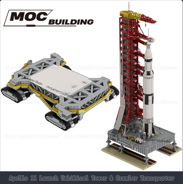 MOCBUILDING Space Series Apollo 11 Bausteine Set mit Saturn V Crawler Transporter und Startturm, Mehrfarbiges DIY Klemmbaustein-Set aus Kunststoff - Bild 1