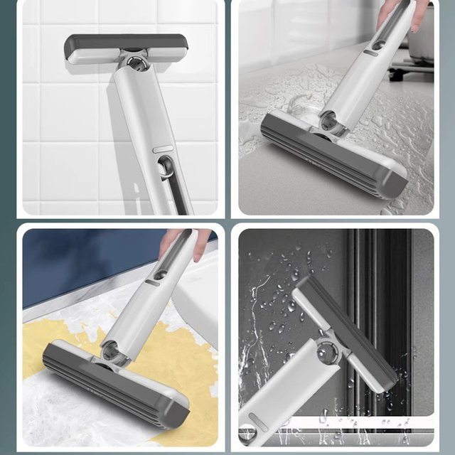VIBRATITE Mini Schwamm Mopp Tragbar in Grau und Weiß für Desktop, Bad, Küche und Auto - Bild 1