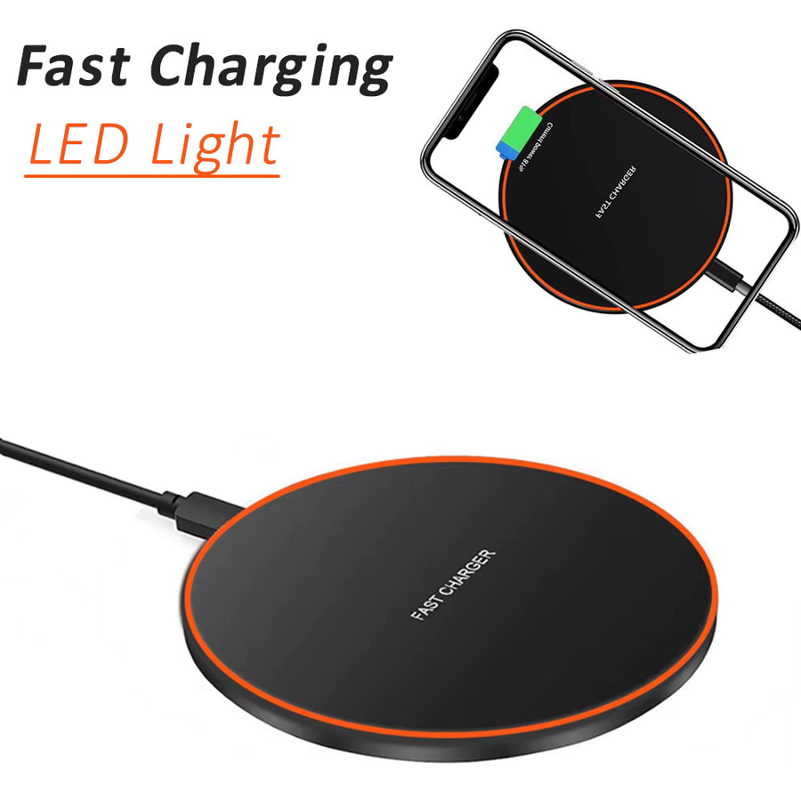 XIKCU Kabelloses LED-Ladepad mit Telefonhalterung für iPhone, Samsung und Xiaomi, Induktiver Schnellladeständer, Schwarz - Bild 7