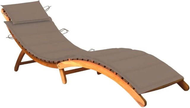 vidaXL Sonnenliege aus Akazien-Massivholz mit beige Auflage - Bild 1