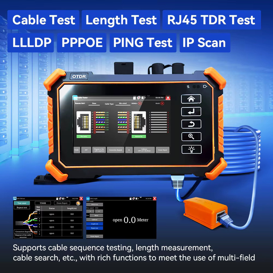 NOYAFA NF-983 Mini OTDR Optic Reflektometer PON OTDR 1310/1550nm 26/24dB mit VFL OLS OPM LED RJ45 Kabel Tester und Ethernet/LAN Tester in Schwarz - Bild 4