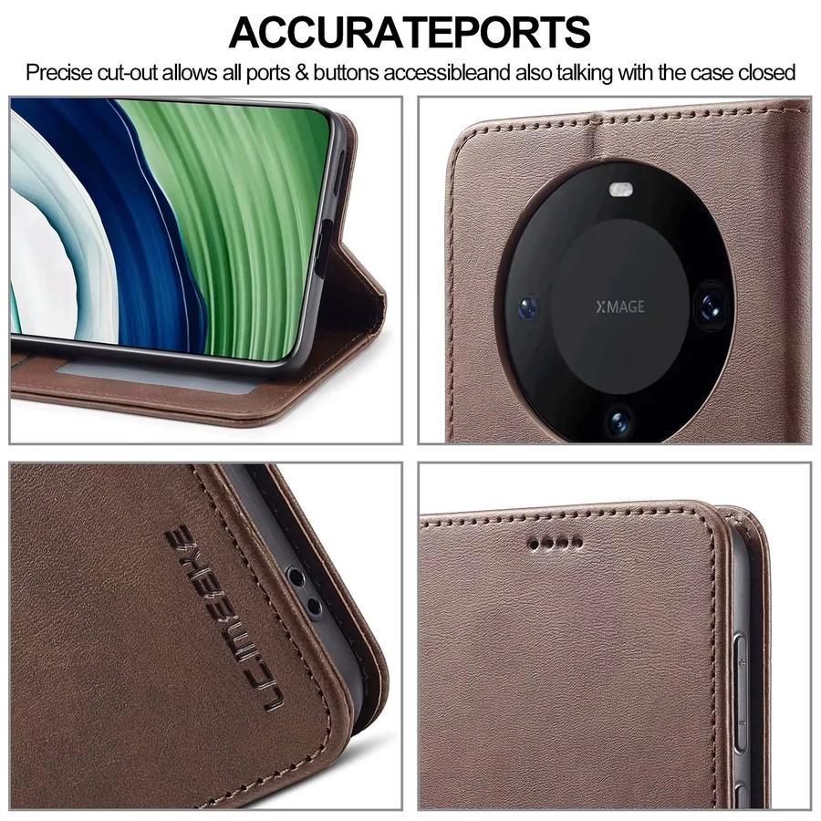 Leder-Wallet-Handyhülle für Huawei Mate 60 Pro, Mate 30 Pro, P40, P30, P20 Lite, P Smart und Honor 90 in Pink oder Braun - Bild 4