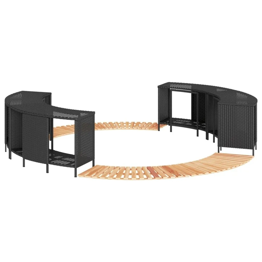 vidaXL Whirlpool-Umrandung aus Poly-Rattan und geöltem Akazienmassivholz in Schwarz - Bild 2