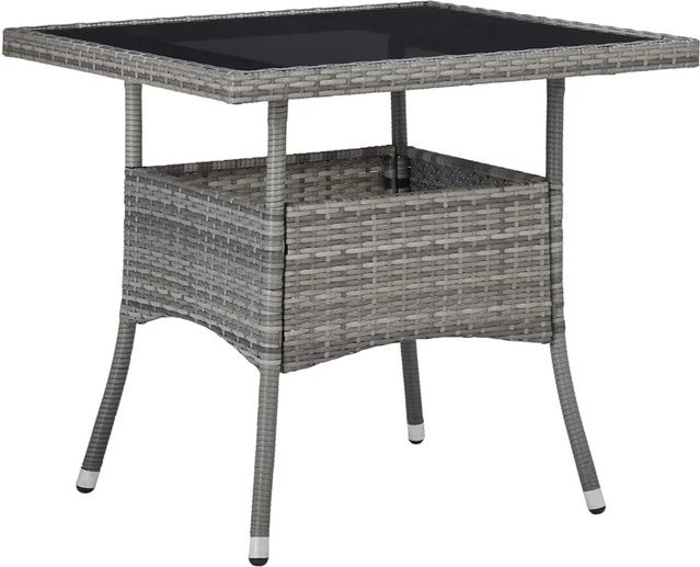 vidaXL Garten-Esstisch aus grauem Poly-Rattan und gehärtetem Glas - Bild 1