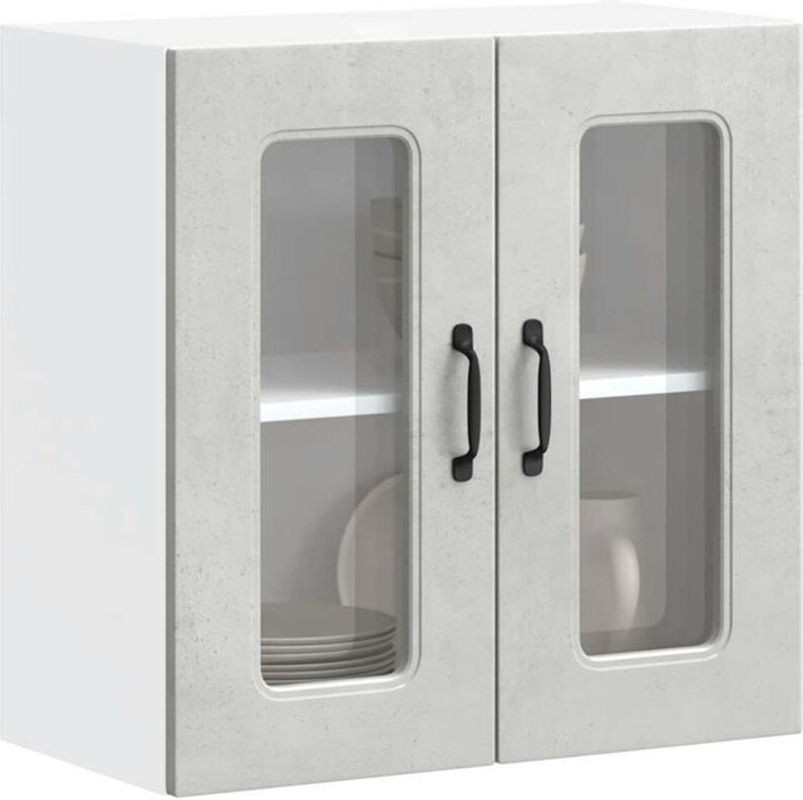 Küchen-Hängeschrank Kalmar mit Glastür in Betongrau von vidaxl - Bild 1