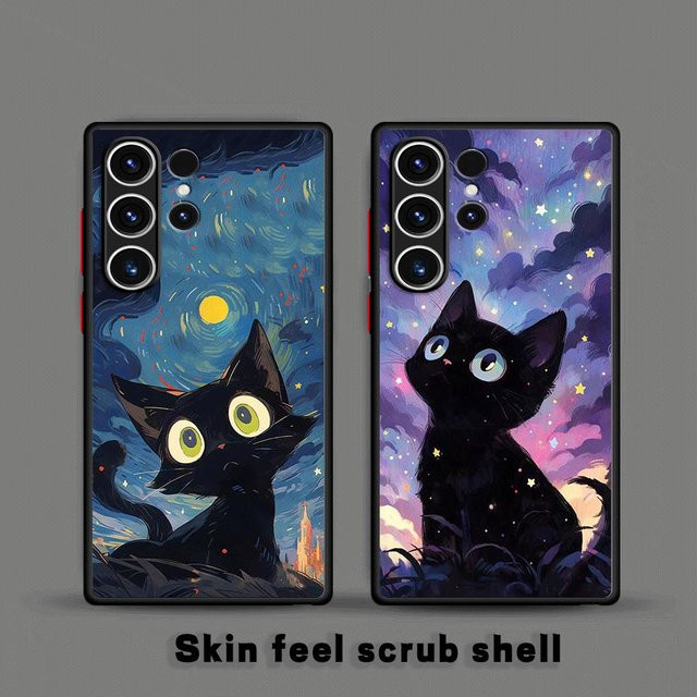 Van Gogh Art Cute Kitty Handyhülle für Samsung Galaxy S23 S24 Ultra S22 S21 S20 FE S10 Plus 5G Multicolor - Bild 1