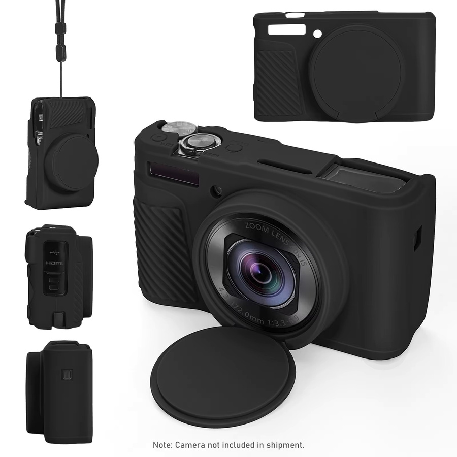 Weiche Gummi-Silikonhülle mit Linsenschutz für Canon PowerShot G7X Mark II, Mark III, SX740HS und SX730HS in Beige - Bild 4