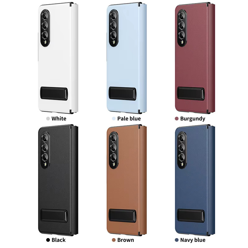 Elegante Leder-Magnet-Schutzhülle für Samsung Galaxy Z Fold 8 7 6 5 4 mit verstellbarem Legierungsständer in Schwarz oder Weiß - Bild 4