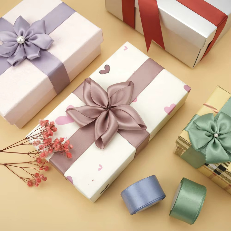SUNEEYDAY Satinbandrolle für Geschenkverpackungen und DIY-Bastelarbeiten, 25 Yards, Mehrfarbig - Bild 4