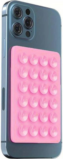 QI CHEN Silikon-Telefonhaltermatte mit Saugnapf, quadratischer Wandständer für die Gehäusemontage, rosa - Bild 1