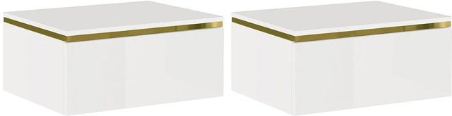 Nachttisch Vukia Weiß modern Wandmontage Breite: 48,5 cm - Bild 1