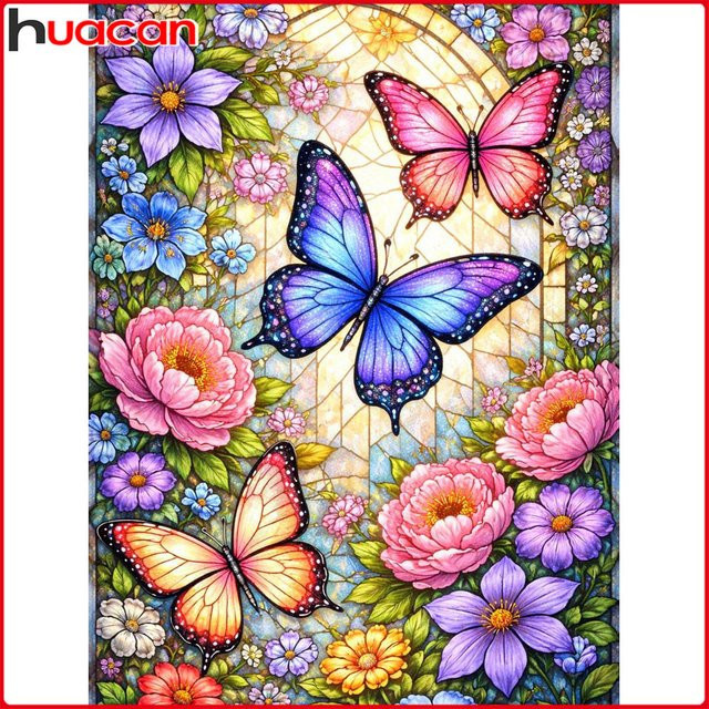 Huacan Diamant-Malerei-Set Schmetterling Pfingstrose, Bastelset - Bild 1