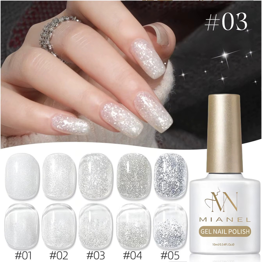 MIANEL NAIL Nagellack Gel, Weiß, Schimmernd, 10 ml - Bild 2