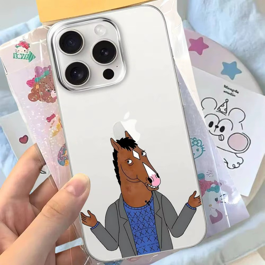 Mesuca Handyhülle mit Cartoon B-BoJack H-Horseman Design, transparente und stoßfeste Schutzhülle für iPhone 17 16 15 14 13 12 11 Pro Max - Bild 4