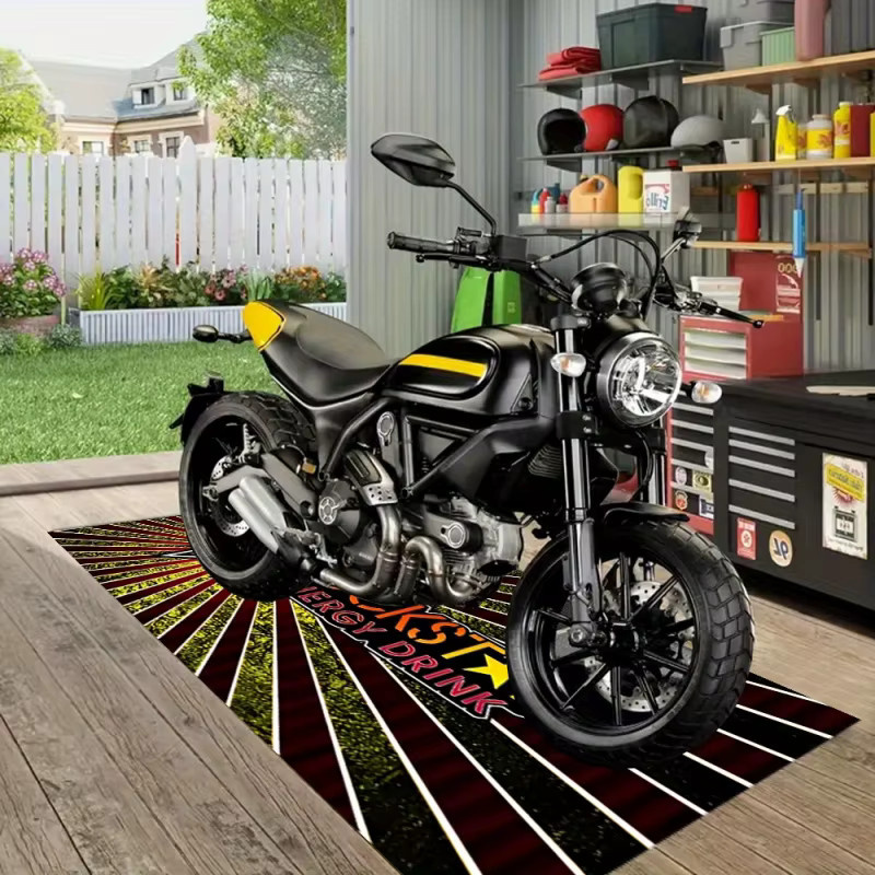 VIKAMA1PC Dekorative Motorradmatte in Schwarz für Garage und Wohnzimmer - Bild 5
