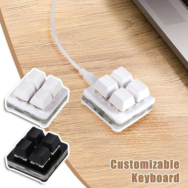 BTXETUEL Mini Makro Mechanische Tastatur mit Outemu Rot Switches, Programmierbare DIY Multimedia-Steuerung für Gaming, CAD und PS, Schwarz - Bild 1