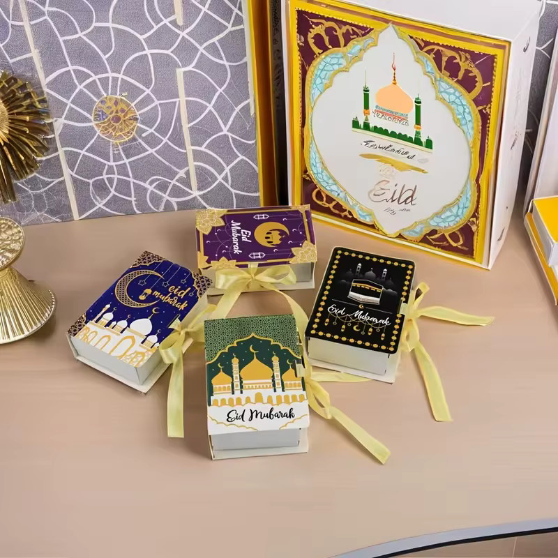 Ramadan-Geschenkbox mit goldenem Band für Eid Mubarak Feiern in Gold, Schwarz und Multicolour aus Papier - Bild 2