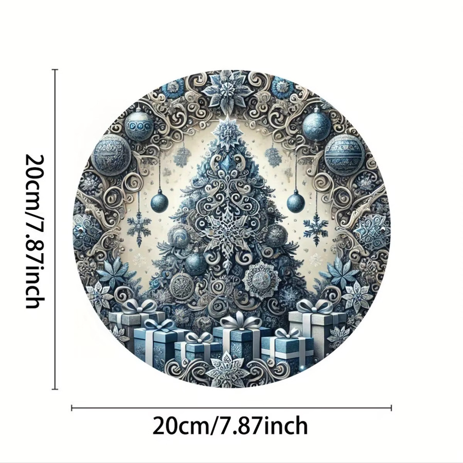 Dekoratives Weihnachtsbaumschild aus Eisen von Potdemiel in Blau, runde Metallwandkunst für dein Zuhause, Durchmesser: 19,8 cm - Bild 2