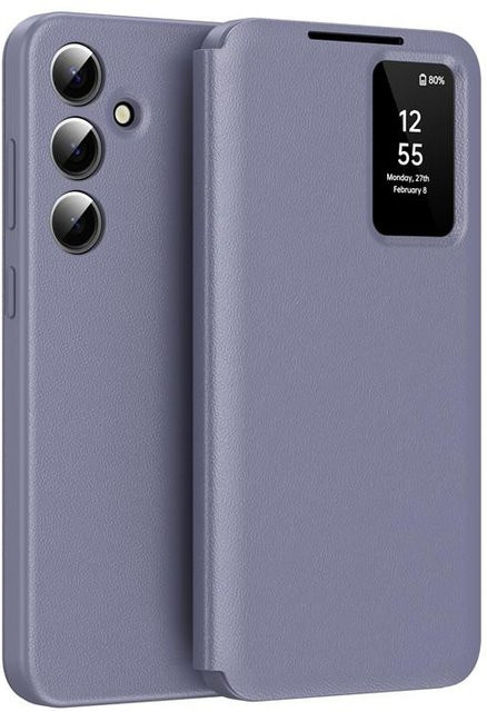 Samsung Galaxy S22 S23 S24 Plus S25 Ultra Smart View Fenster Brieftasche aus PU-Leder mit Kartenfach in Violett - Bild 1