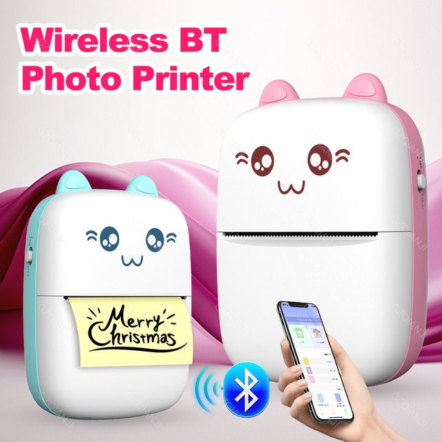 GZQIANJI Bluetooth Mini Label Drucker für Smartphone, Thermischer Foto Drucker für Aufkleber und Klebeaufkleber, 58mm Druckbreite - Bild 1