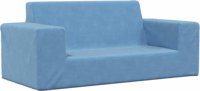 Vidaxl 2-Sitzer Kinder Sofa aus weichem Plüsch und Schaumstoff in Blau - Bild 1