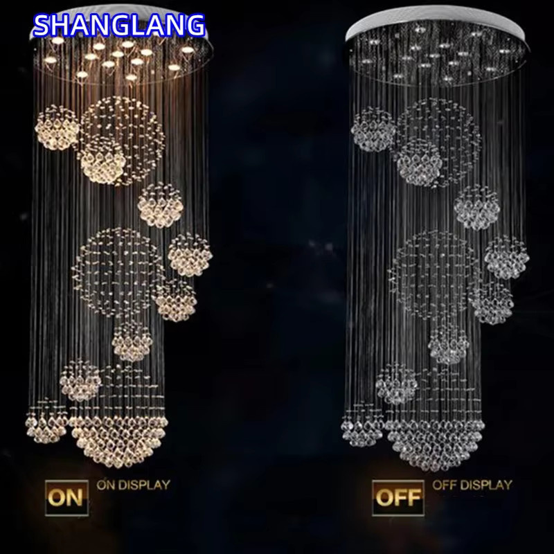 Moderne LED Kristall-Pendelleuchte in Transparent und Silber für Wohnzimmer und Küche - Bild 2